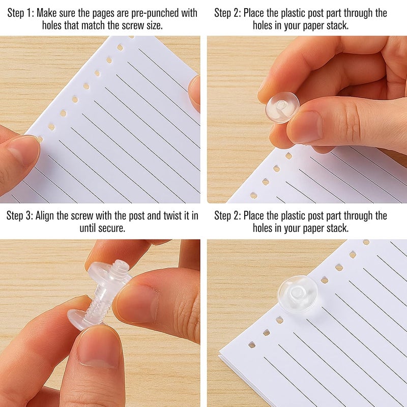 KH866 20 Sets 8mm Chicago Screws Plastic Screw Binding Post Rivets for Leather Belt Scrapbook Photo Albums Clear - Image 2